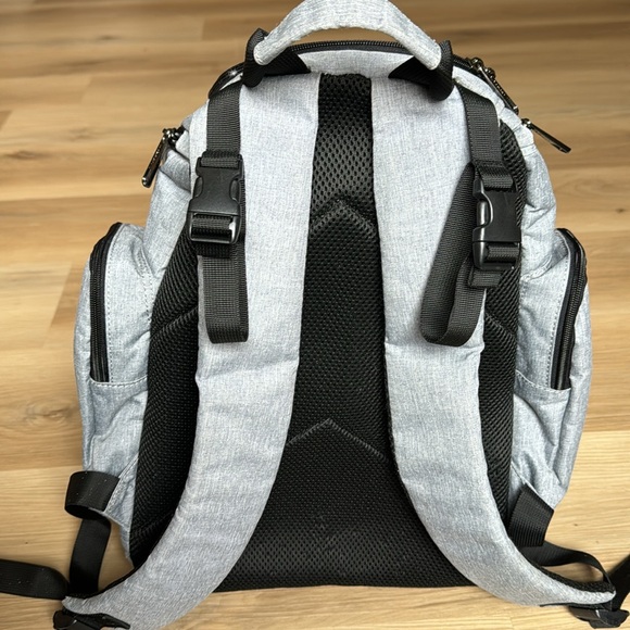 Mancro Diaper Bag Backpack Gray Waterproof Multicompartments Insulated Pockets - Picture 9 of 13